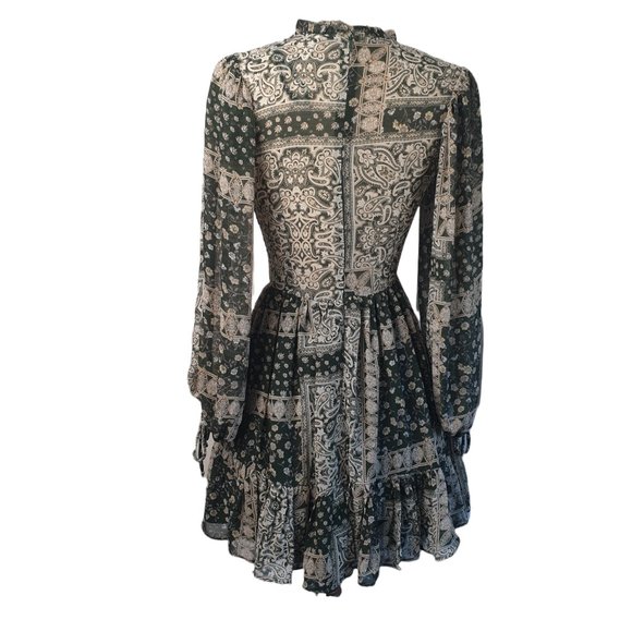 Indikah | Size 6 | Long Sheer Sleeve Relaxed Short Dress w Elastic Waist Lined - Picture 8 of 10